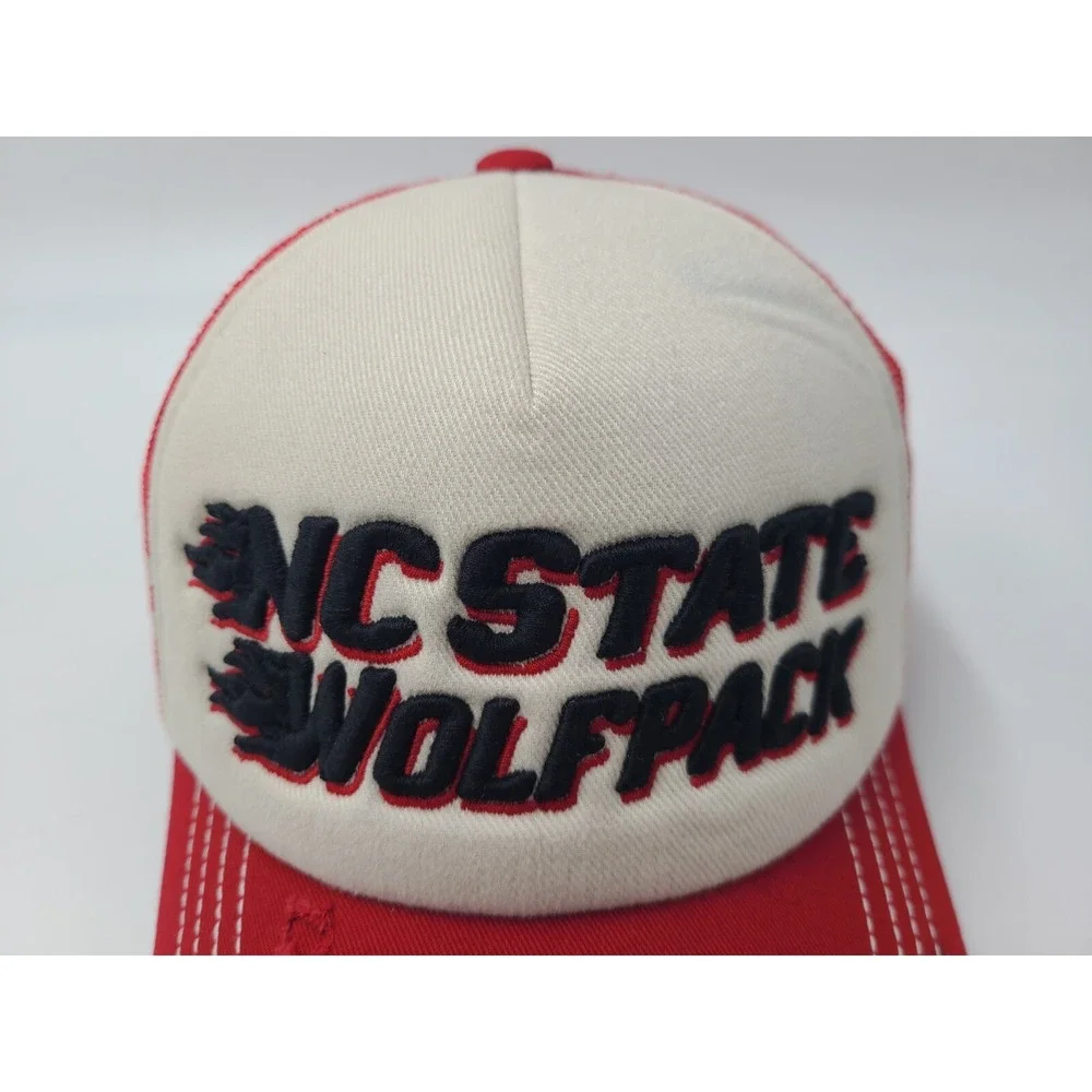 NC State University Wolfpack Adidas Distressed Mesh Trucker Snapback Hat Cap Men